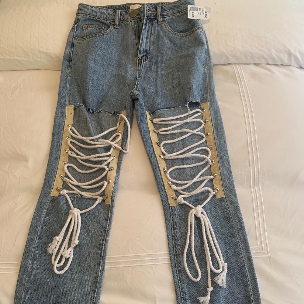 NWT Jella C lace up jeans size small